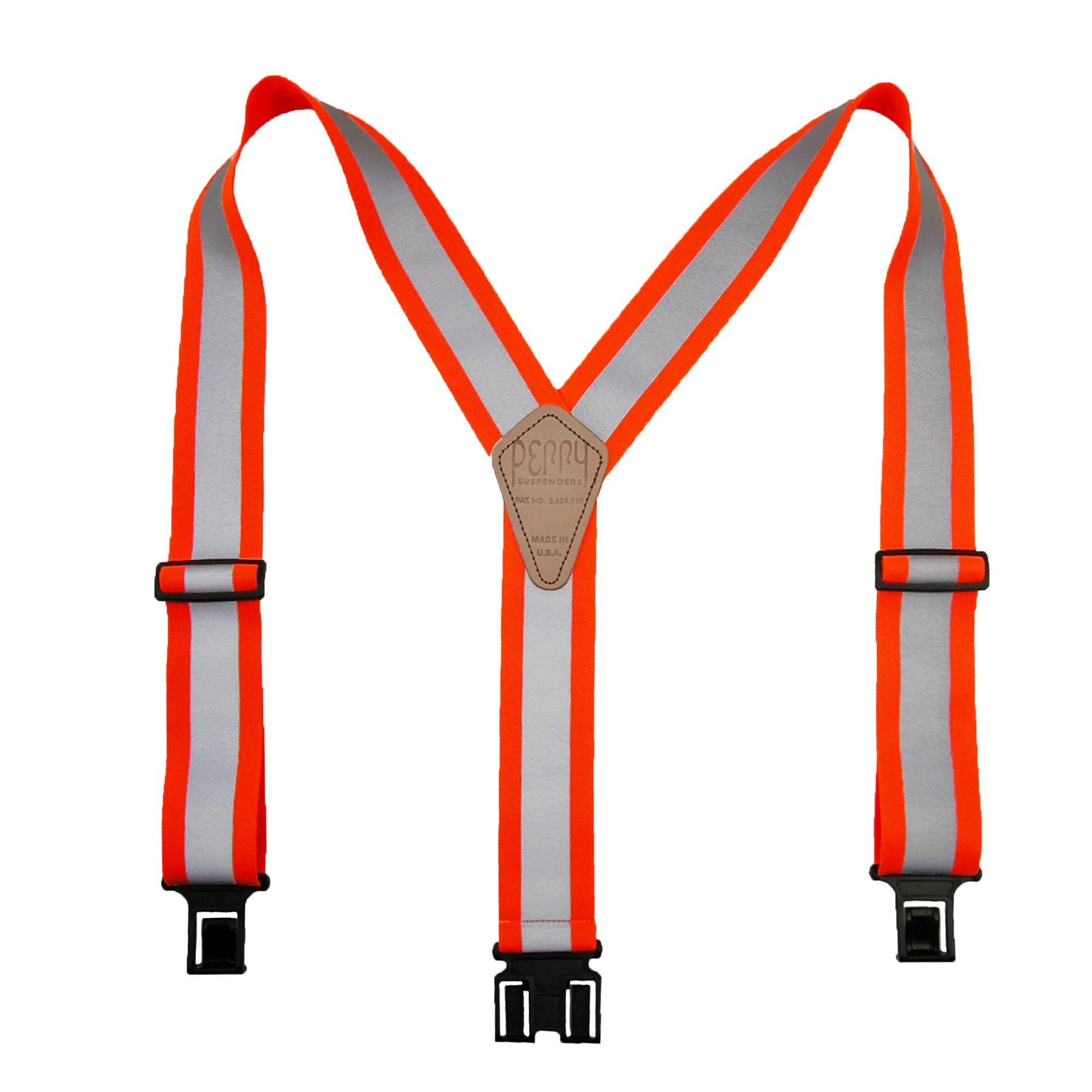 Perry Suspenders Neon Orange Elastic Hook End Reflective Braces,