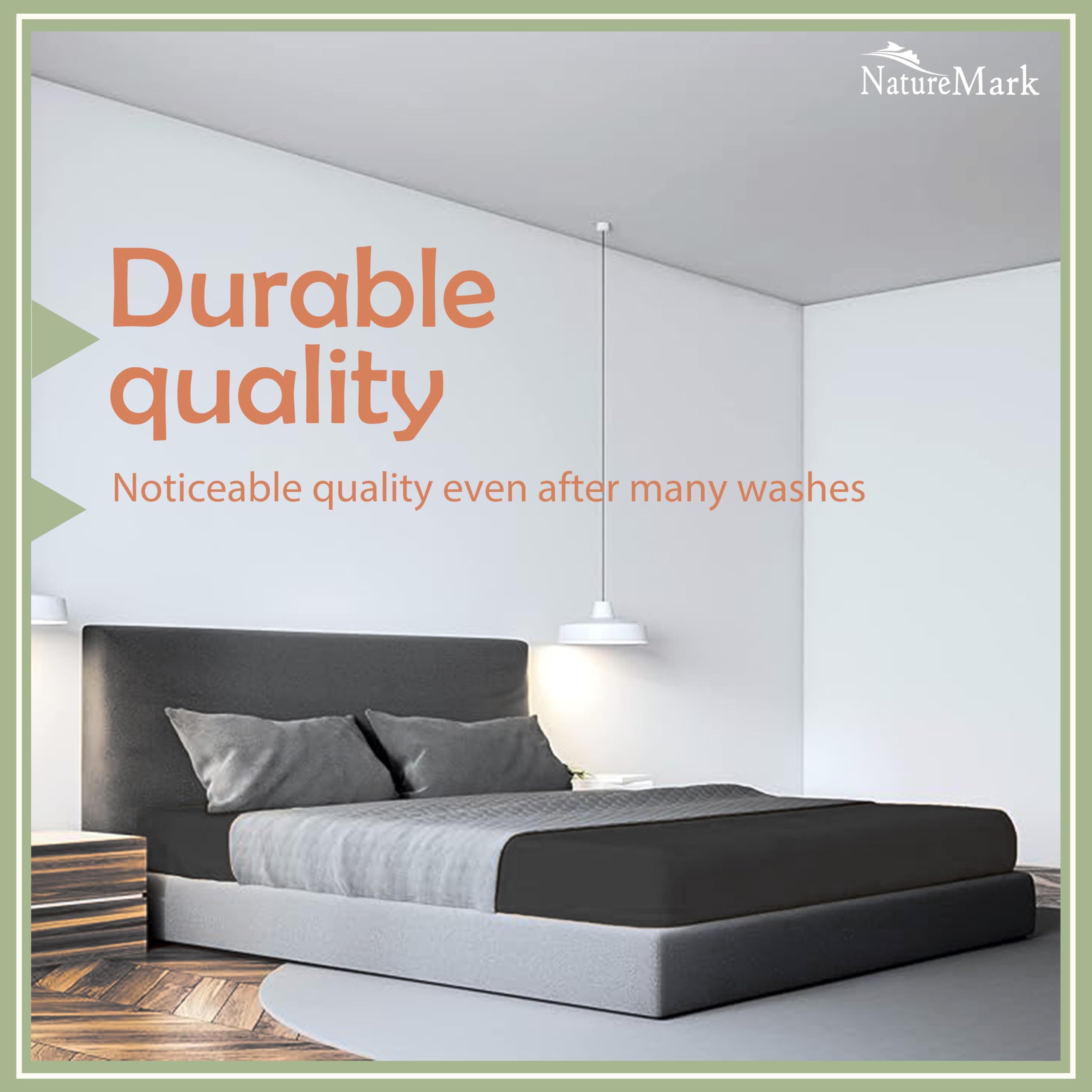 NatureMark Microfiber Fitted Sheet - Soft, Breathable & Comfortable - With Elastic Band - 120 x 200 cm - Black - Image 4