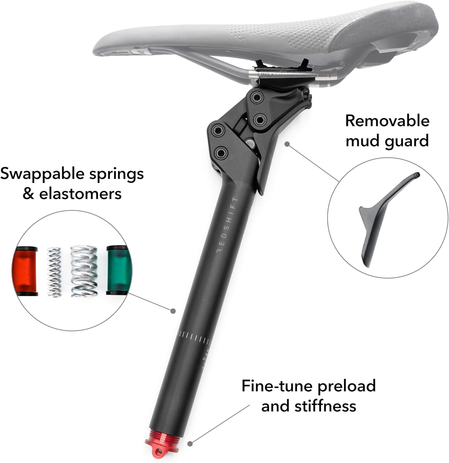 Redshift ShockStop PRO Endurance Suspension Seatpost for Bicycles, Shock-Absorber Bike Seat Post for Road, Gravel