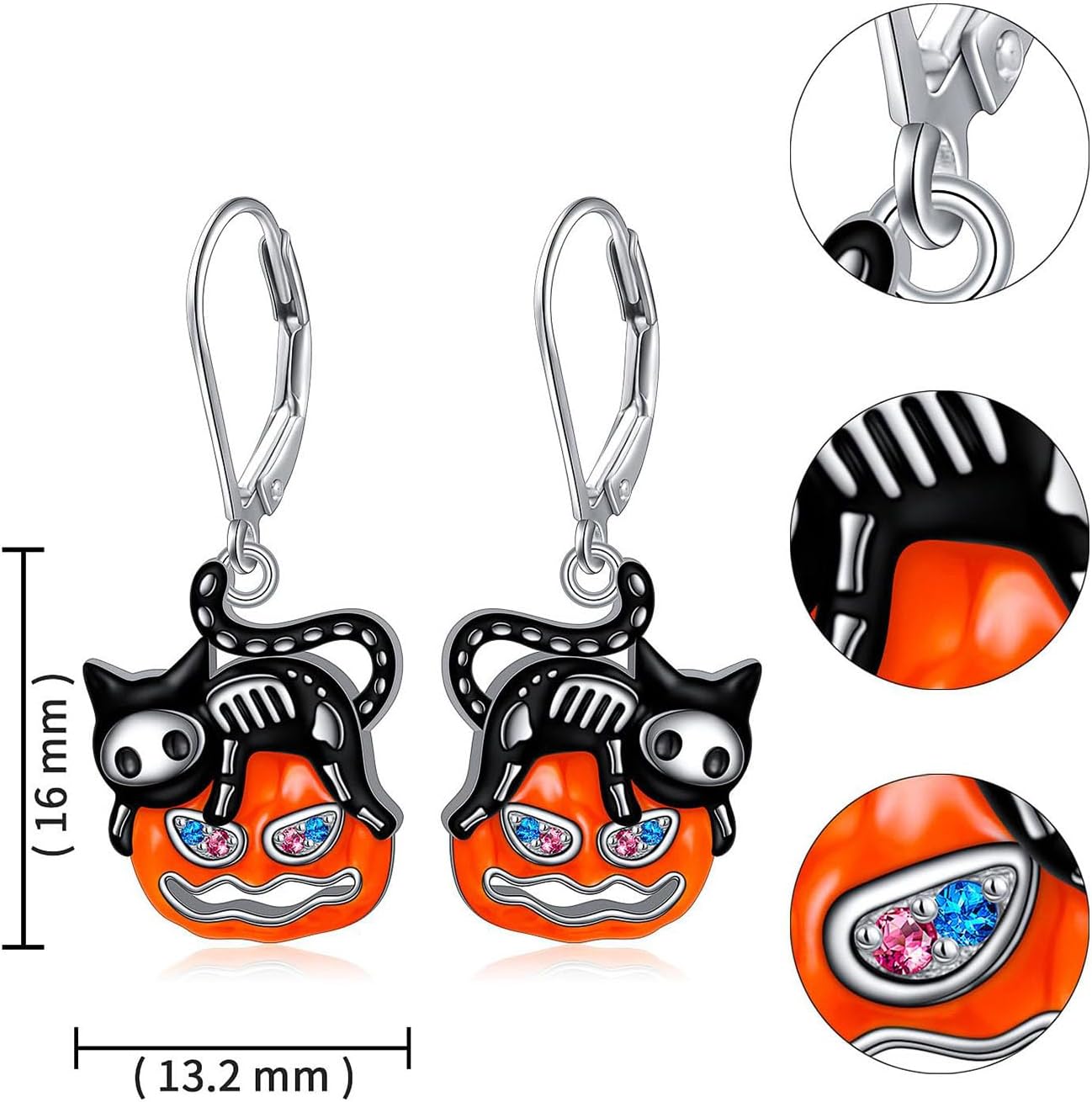 Halloween Pumpkin Earrings for Women Zircon Pumpkin Dangle Earrings Cat Pumpkin Earrings Smiling Face Pumpkin Drop Earrings Funny Holiday Halloween Jewelry - Image 4