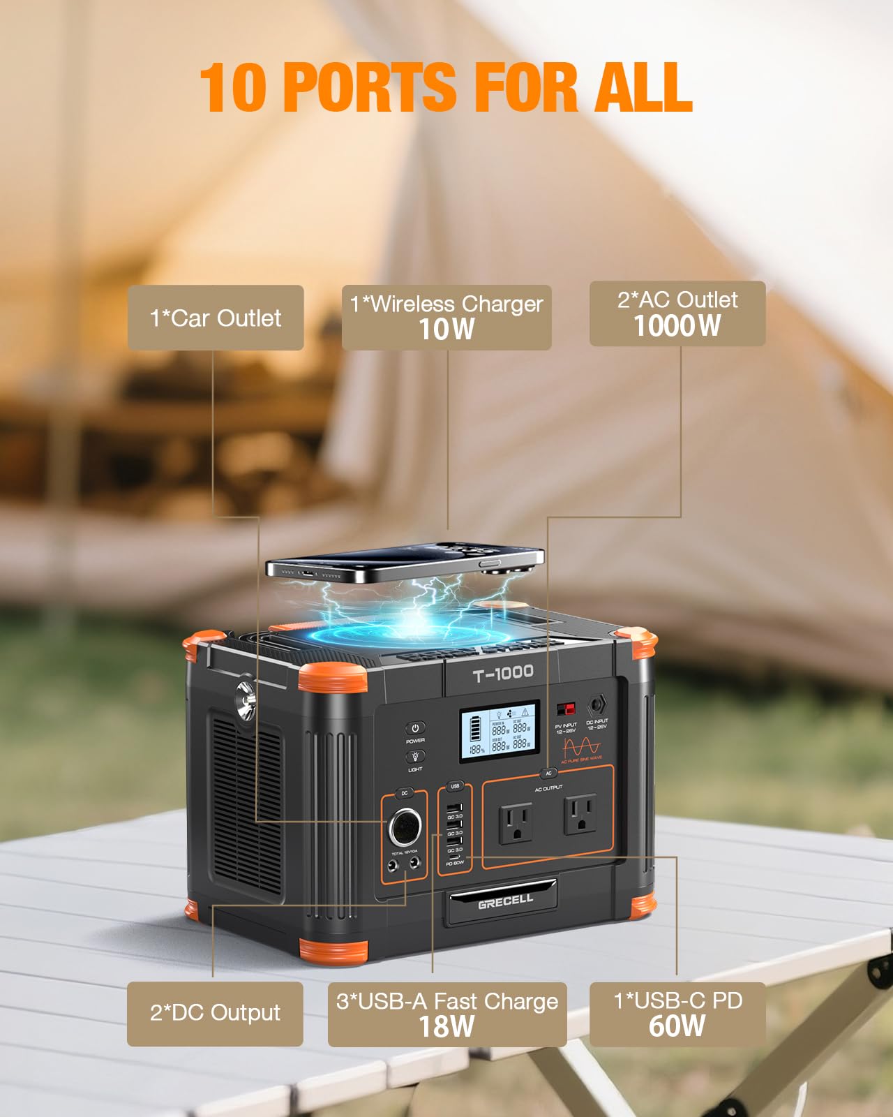 【ポータブル電源1000Wh】 GRECELL GRECELL Portable Power Station 1000W - GRECELL