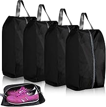 Pack of 4 Travel Shoe Bag 39 cm Black for Shoe with Zip and Handle Shoe Bags for Travel Shoe Storage for Business or Holiday Travel