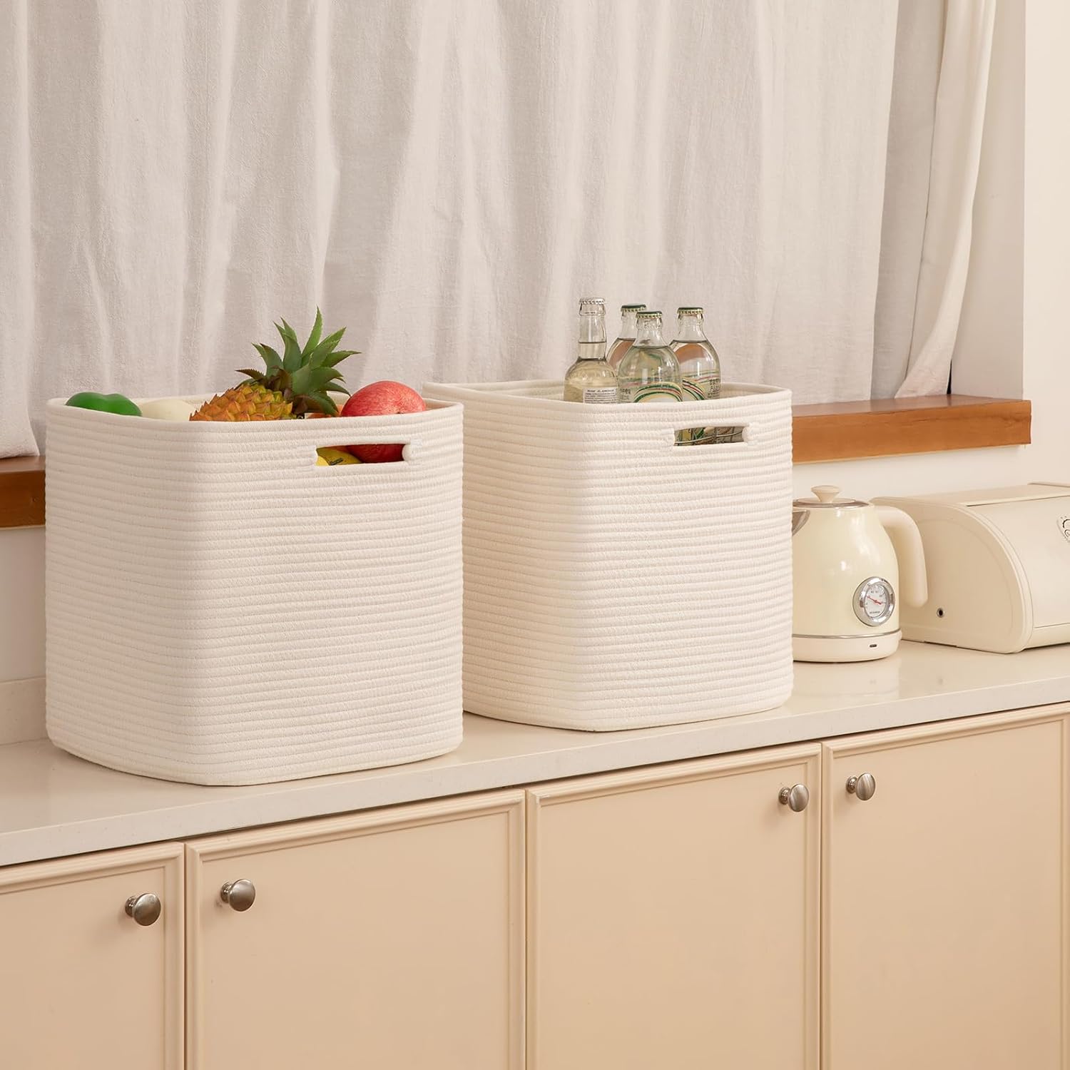 OIAHOMY Storage Cubes, 13 Inch Cube Storage Organizer, Collapsible Storage Bins, Baskets for Organizing, Storage Bins for Shelves-White, 2-PACK - Image 6