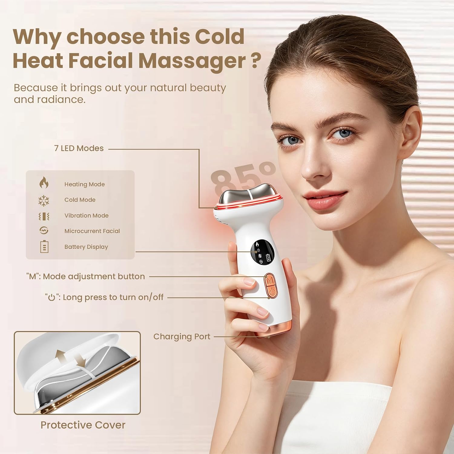 YueLi Cold Heat Facial Massager with Red Light Therapy, 7-in-1 LED Lift Sculptor & Hot Gua Sha for Face Neck Eye Firming