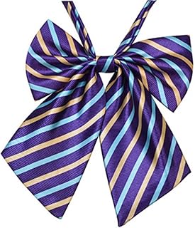 Women's Striped Pre-Tied Bowknot Bow Tie Adjustable Pre-Tied Neckties Bowknot Solid Casual Uniform (4Pieces)