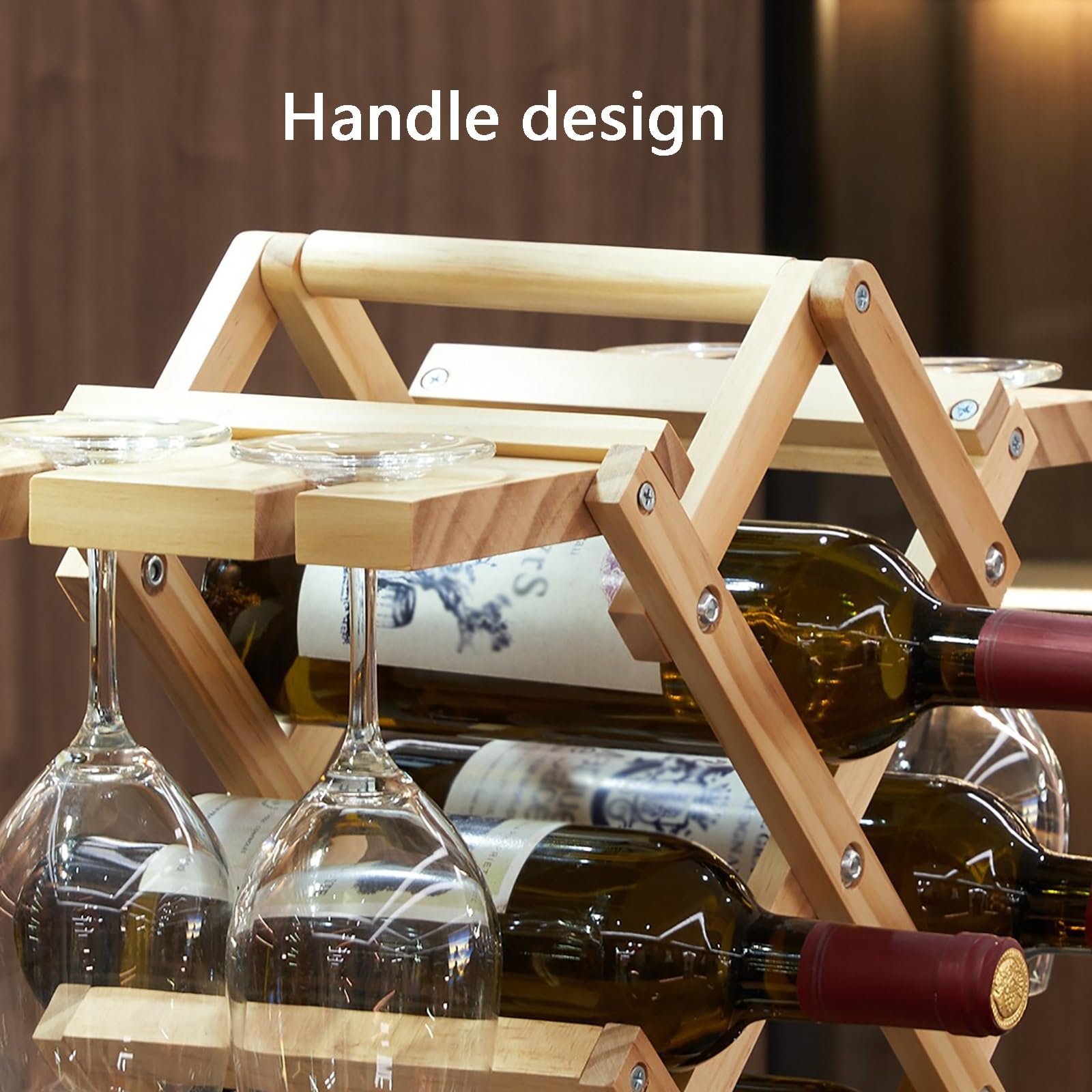 Casier à vin en Bois, avec poignée, Facile Assembler