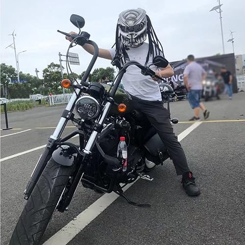 Miniatura 2 de Predator - Casco de motocicleta de cara completa con trenza de pelo y luz LED para montar al aire libre o fiestas en club, y accesorio de acción en