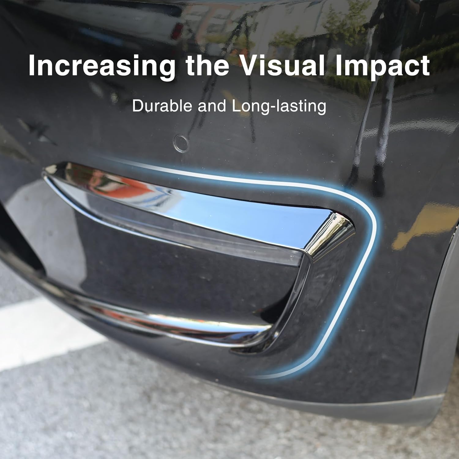 for Model Y Front Fog Light Trim ABS Fiber Fog Light Cover for Tesla Model Y 2021-2023 Eyebrow Spoiler Accessories Fog Lamp Frame Blade Trim (Glossy Black)