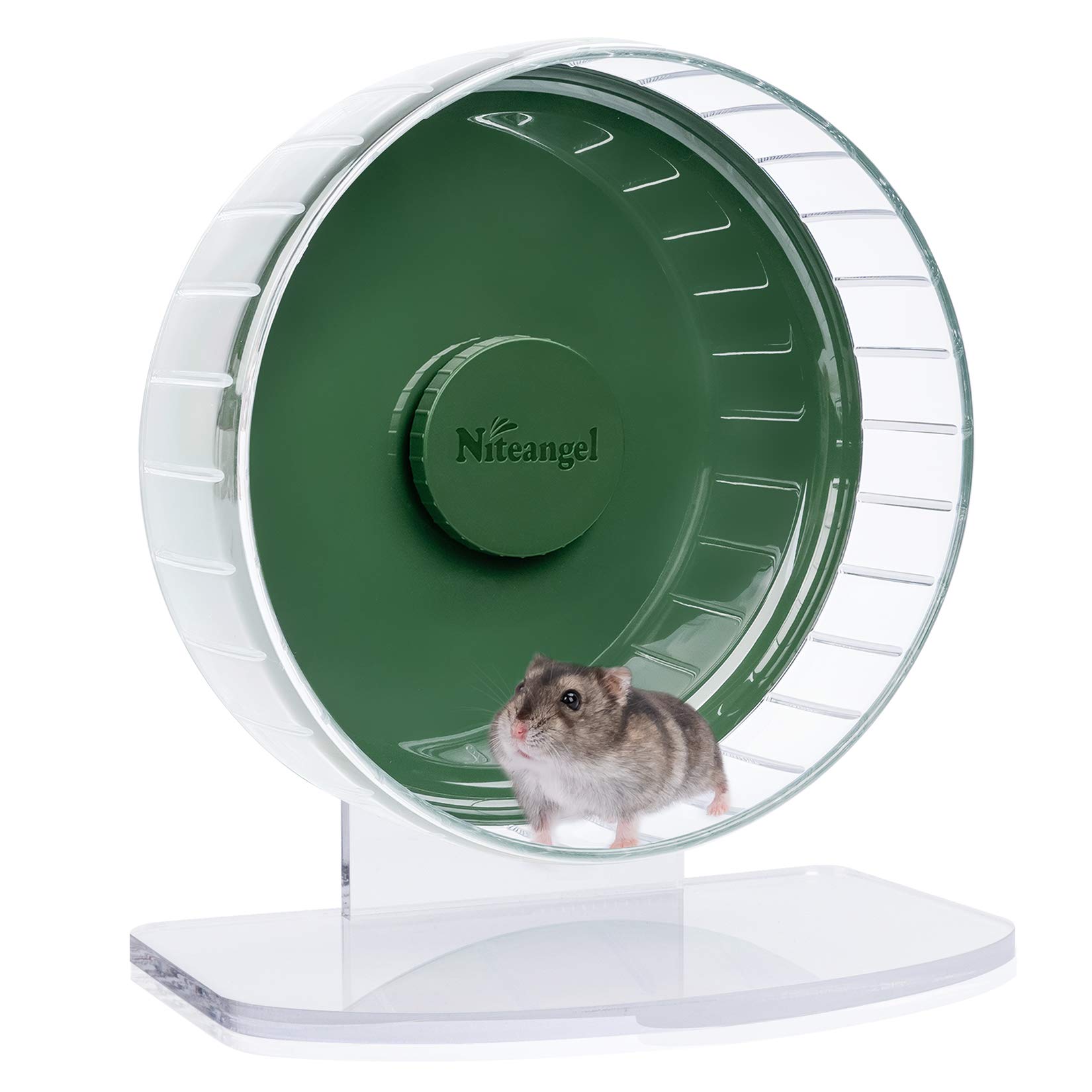 Niteangel Super Silent Hamster Exercise Wheels - Quiet Spinner Hamster Running Wheels with Adjustable Stand for Hedgehog Gerbils Mice Or Other Small Animals (Large, Transparent) — view 10