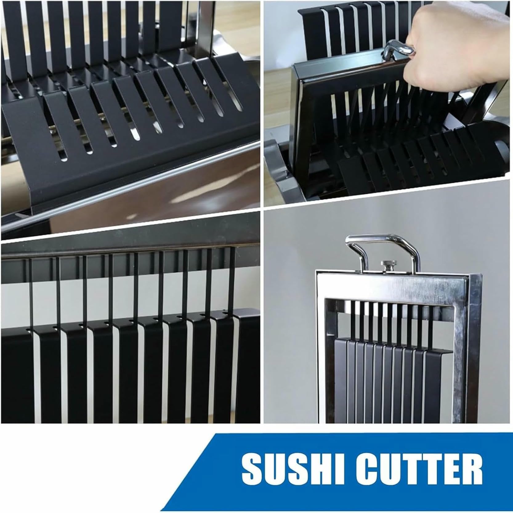 Sushi Rotolo di Taglio, Slicer di Onigiri in Acciaio Inossidabile con Lama Appositamente Rivestita, Taglio Rapido E 8/10/12 Pezzi Efficienza di Produzione, Superficie