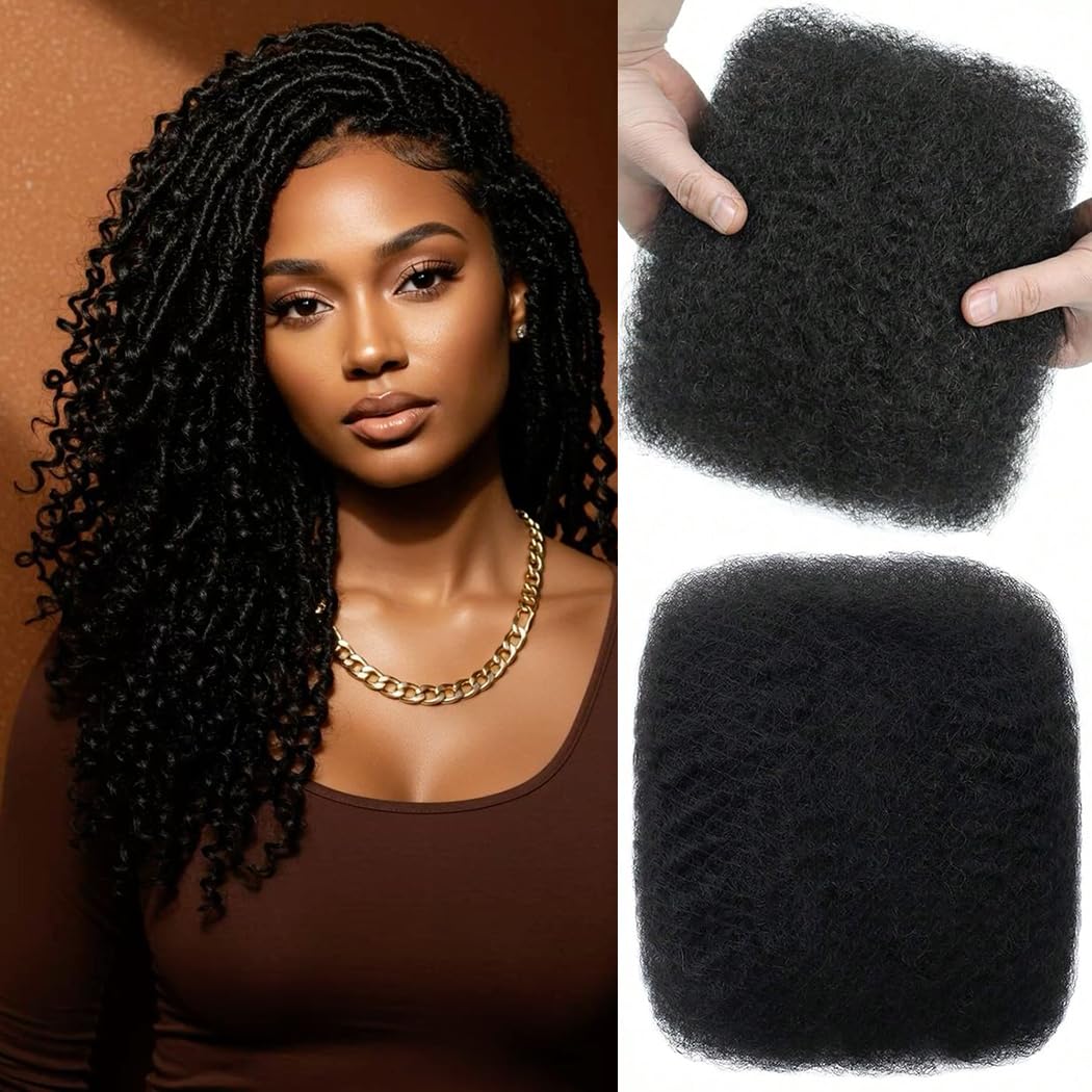 Afro Kinkys Bulk Human Hair 100% Real Human Hair 4c Kinky Curly Hair Bundles for Locs 1 Pack 60g,Dreadlocks Extensions,Twist Braiding,Double Lifespan Virgin Hair 14 inch Natural Black