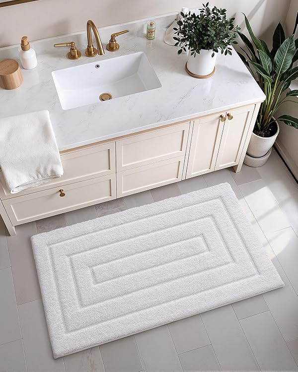 Color&Geometry Long Bathroom Rugs Non Slip Washable,Absorbent Bath Mat Quick Dry,Premium Microfiber Plush Bathroom Rug for Bathtub and Shower Floor,White,24"x43" by Color&Geometry - Image 7