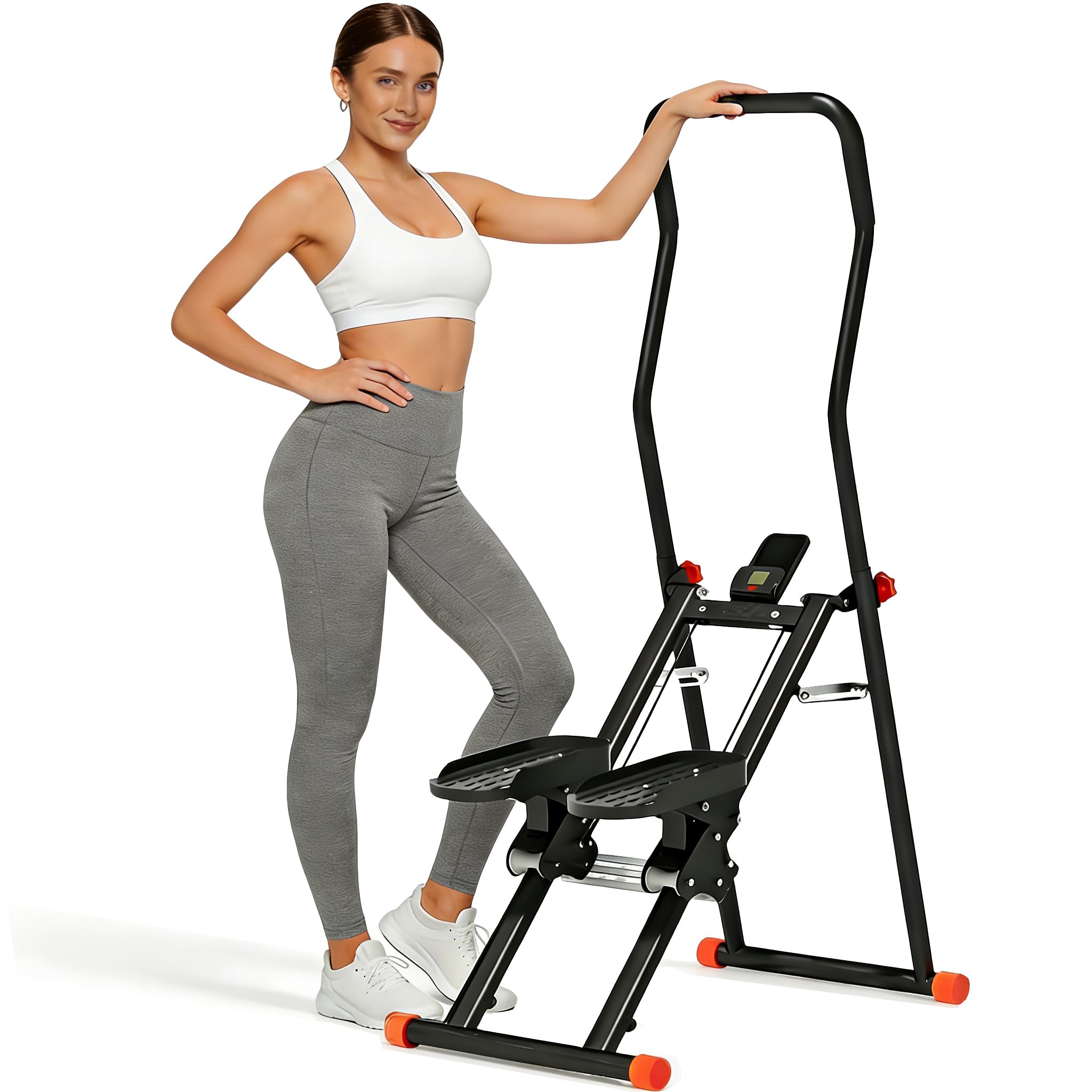 2026 Stair Stepper Home Fitness, Faltbares Treppensteiger mit 3 Stufen Widerstand, 110kg Tragkraft & Verstellbaren Lenker/Pedale, Ganzkörper-Workout Vertical Climber mit LCD-Display für Zuhause/Büro