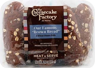 Cheesecake Factory Brown Bread Sweet Dinner Rolls 8-Pack - Authentic Restaurant Oat-Topped Rolls