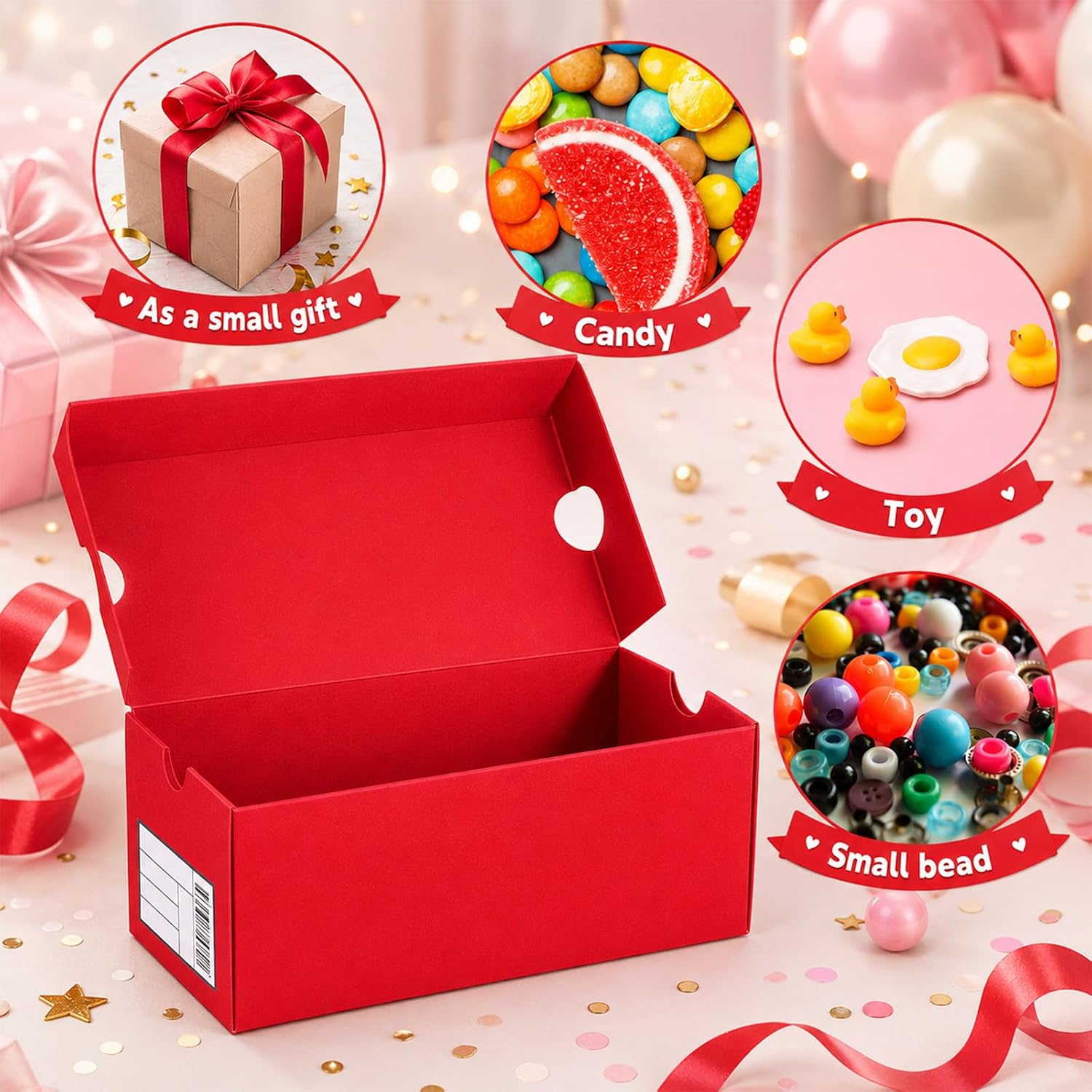 Bornerwhite 24 Sets Mini Shoe Gifts Boxes Mini Sneaker Boxes 4.7x2.5x2 Small Shoe Cases Cardboard Sports Theme Small Gift Case with Writable Label Birthday Party Favor for Candies Cookies Snacks Red image 4