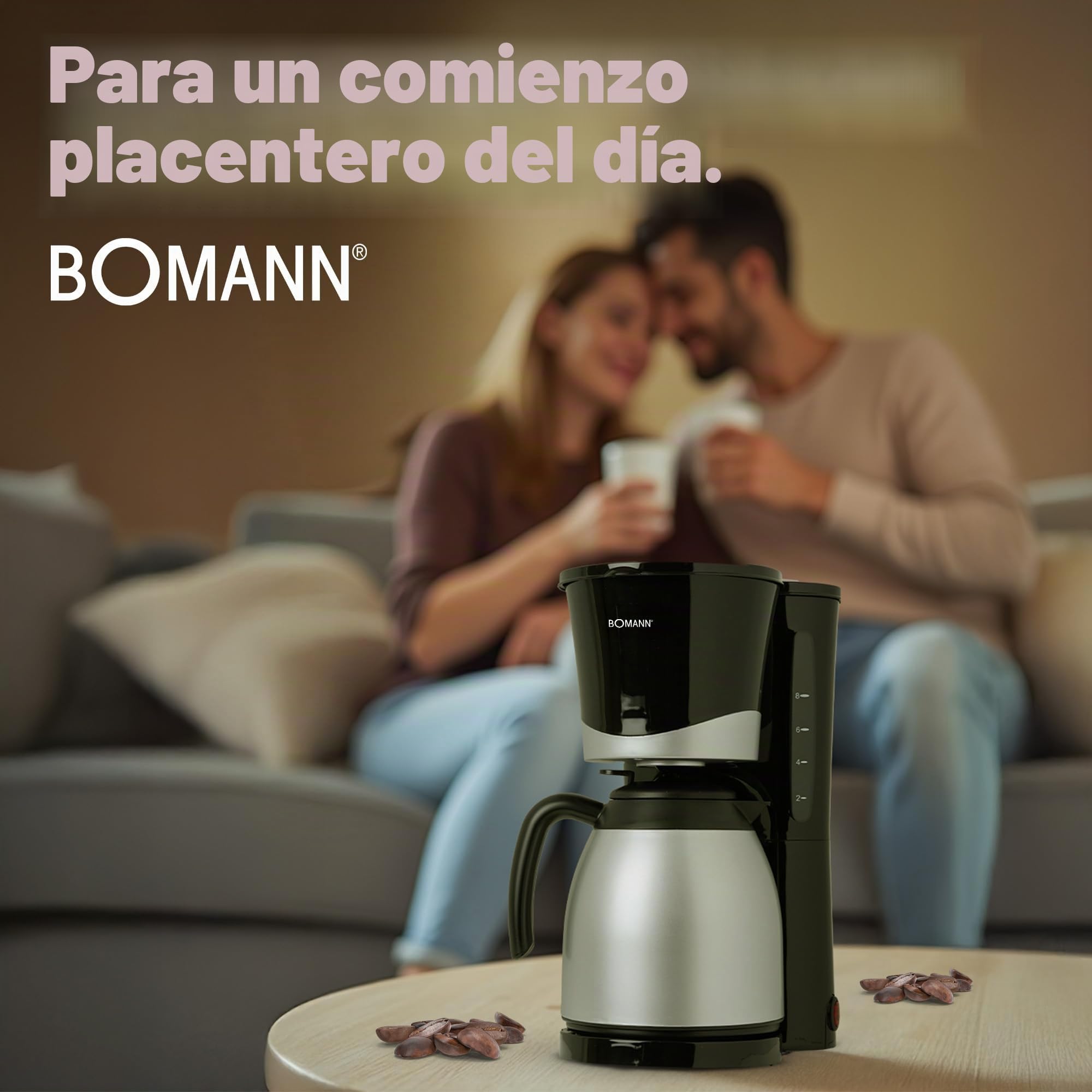 Bomann® Cafetera para 8-10 tazas de café de filtro, cafetera con jarra térmica, parada por goteo y desconexión automática, filtro extraíble, indicador de nivel de agua aprox. 1 litro - KA 168 CB negro