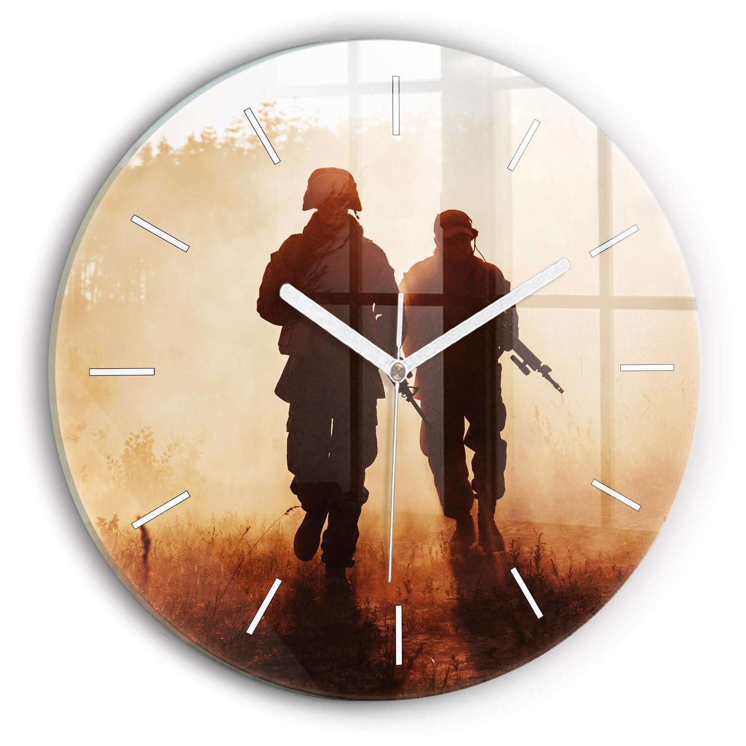 Horloge en verre Wallfluent 30 cm de qualité supérieure au design élégant motif soldats