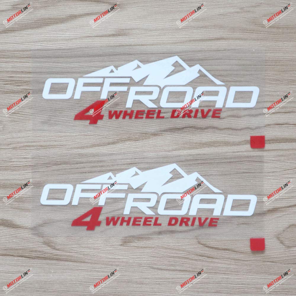 3S MOTORLINE 2 Adesivi Auto Vinile 6'' 4x4 - Decalcomanie Nere E Rosse Fuoristrada Con Montagne - Finitura Opaca