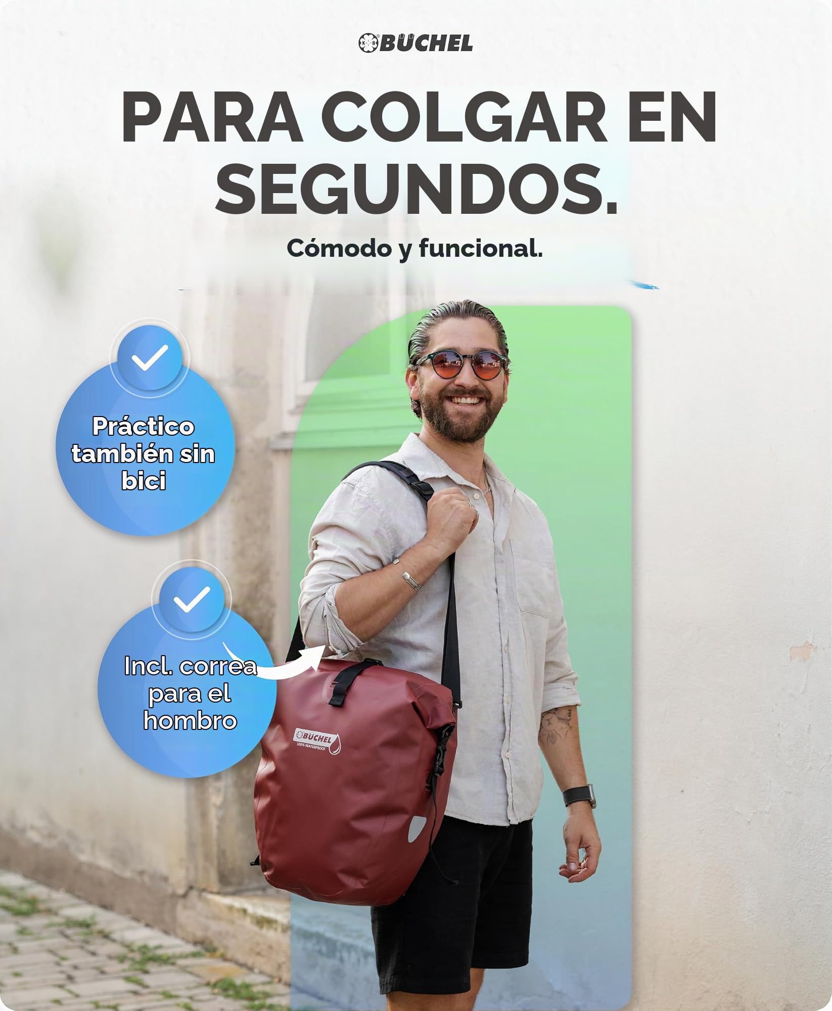 Büchel Alforjas para portaequipajes, 2 Unidades, 25,4 L – 100% Impermeable, con asa y Correa para el Hombro, Bolsa para Bicicleta, Bolsa para portaequipajes, Bolsas traseras para Bicicleta