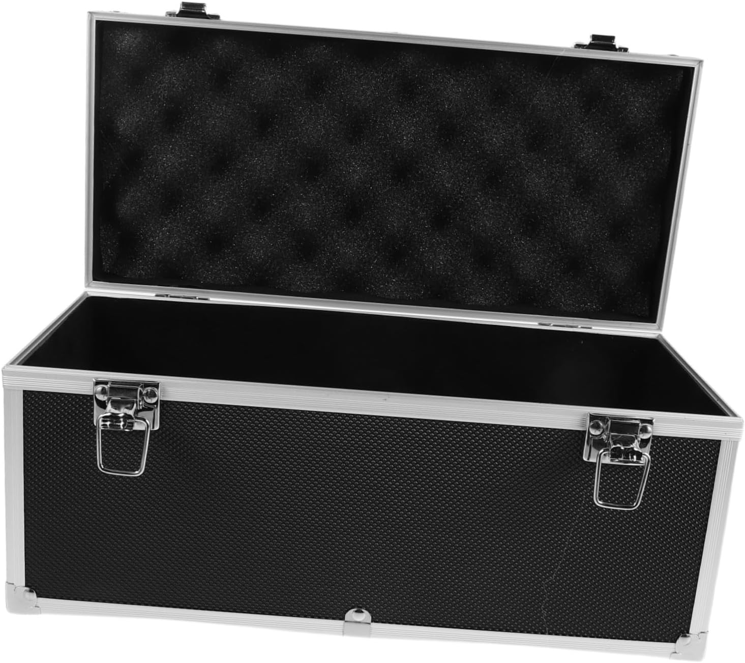 SEWACC Portable Aluminum Alloy Tool Box with Handle, Small Hard Mic Case and Instrument Storage Organizer, Black 32.5x15x15cm Multi-use Carrying Case for Audio Equipment and Tools