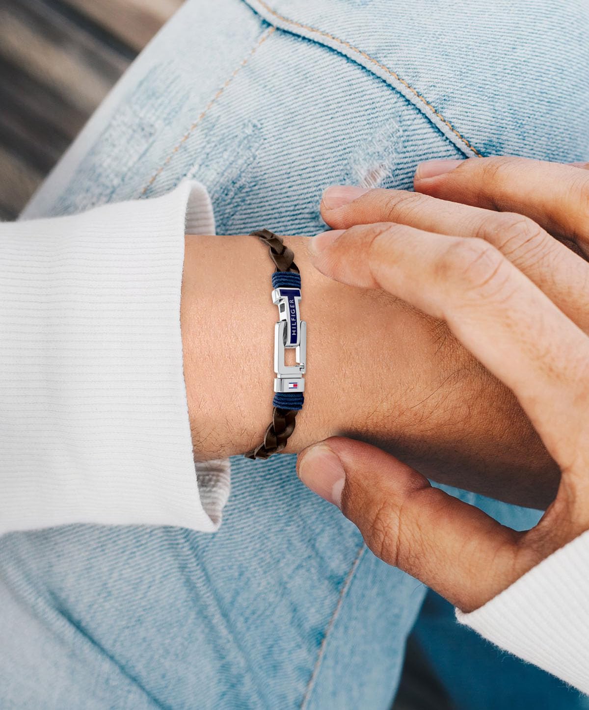 Tommy Hilfiger Jewelry Geflochtenes Lederarmband für Herren Braune Farbe - 2790309