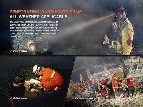 Miniatura 10 de Fenix HP35R - Linterna frontal recargable USB-C de 4000 lúmenes, con foco, reflector y luz roja para búsqueda y rescate, uso al aire libre,