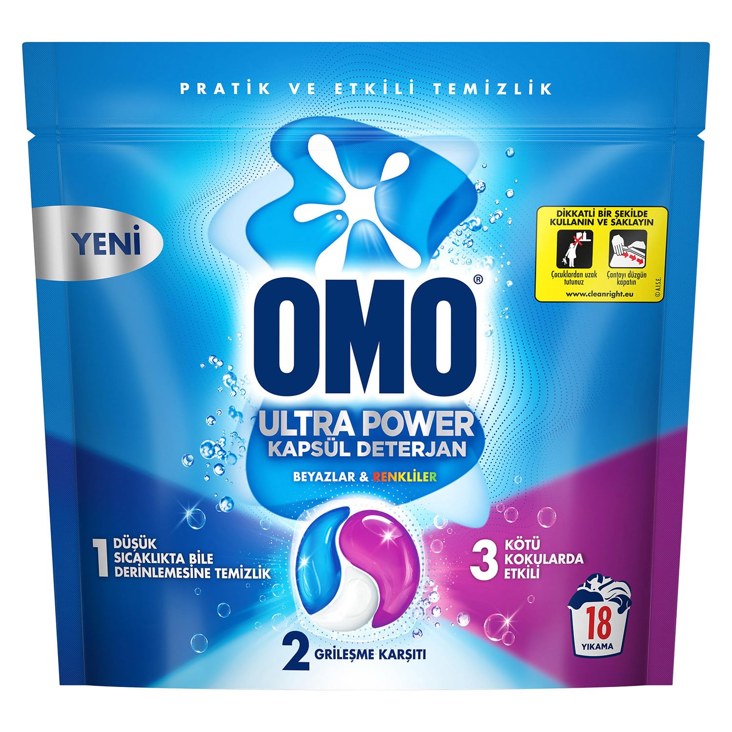 OMO Ultra Power Kapsül Çamaşır Deterjanı 18 Yıkama