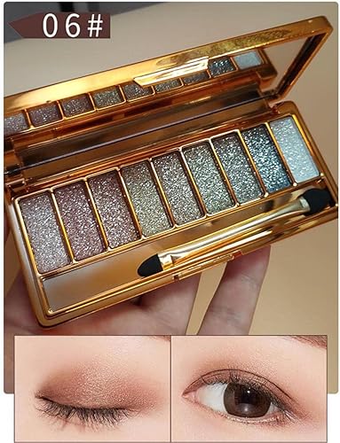 Miniatura 4 de Paleta de sombra de ojos con purpurina de 9 colores, paleta brillante altamente pigmentada, juego de diamantes brillantes impermeables de larga