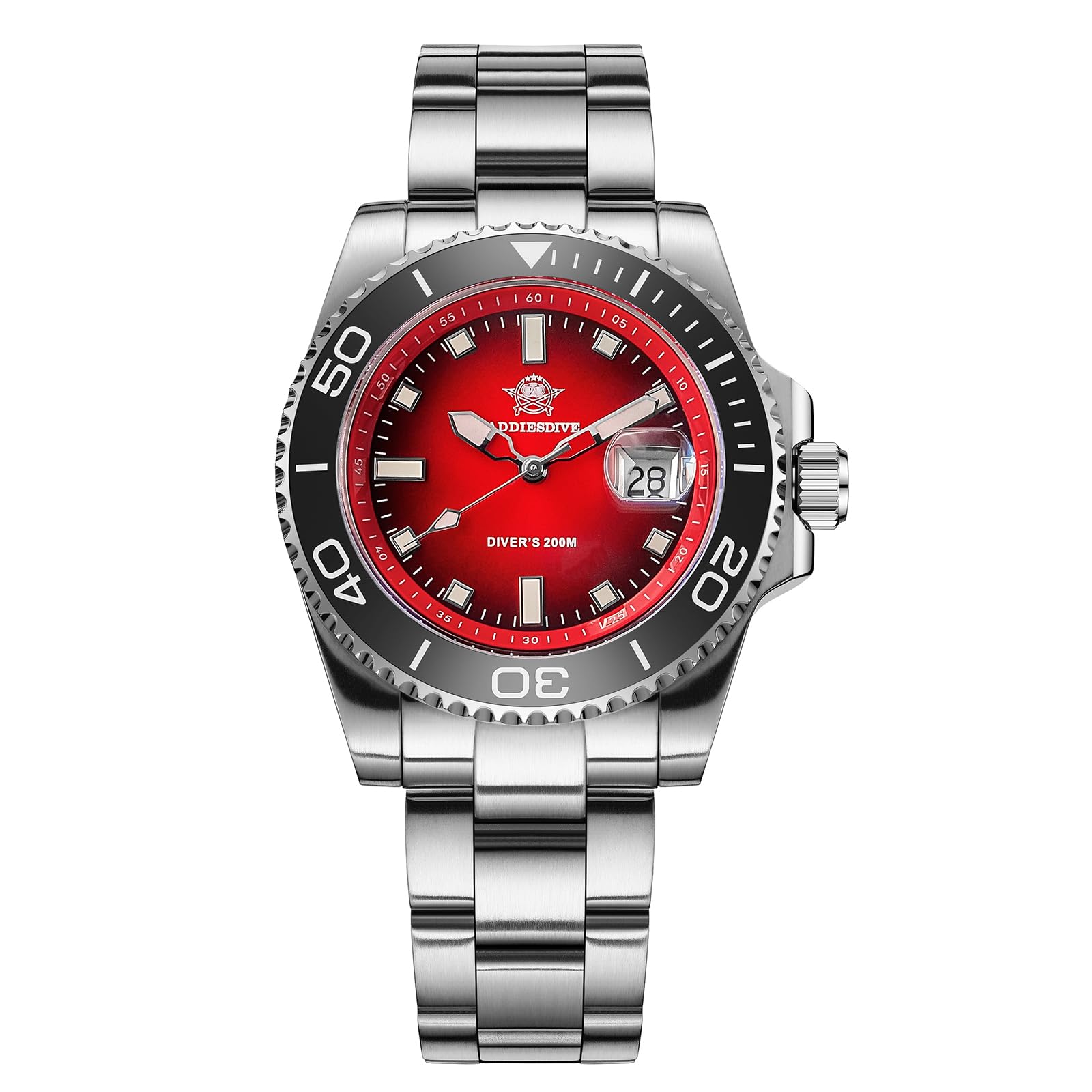 ADDIESDIVE 41mm taucheruhr Herren 200m BGW9 leuchtende Keramiklünette analoge Uhr Herren Mit Edelstahlarmband AD2089