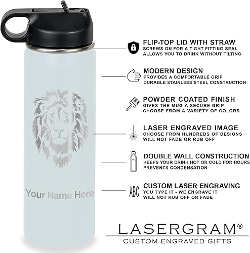 Miniatura 3 de LaserGram Personalized Water Bottle, World's Greatest Daughter, Stainless Steel Double Wall Vacuum Insulated with Flip Top Straw, Custom Engraved