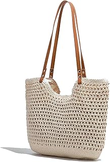 شنطة كتف كروشيه منسوجة يدويا من القطن، شنطة بتصميم بوهيمي مجوف للشاطئ بتصميم هوبو كاجوال للنساء