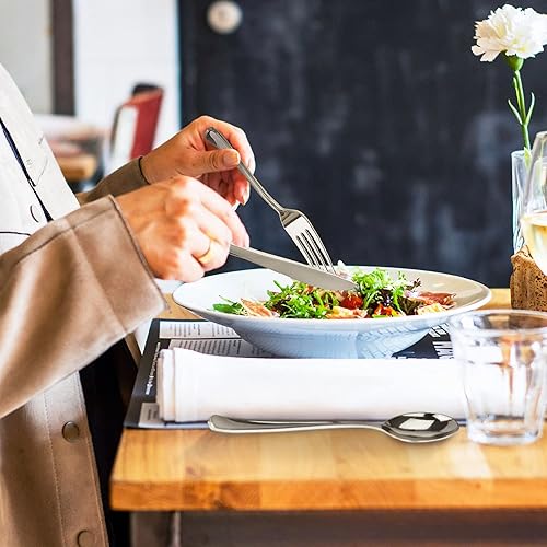 Miniatura 4 de Juego de 100 cubiertos de plástico plateado para fiesta, juego combinado de cubiertos de lujo, desechables y duraderos, 40 tenedores, 30 cuchillos y