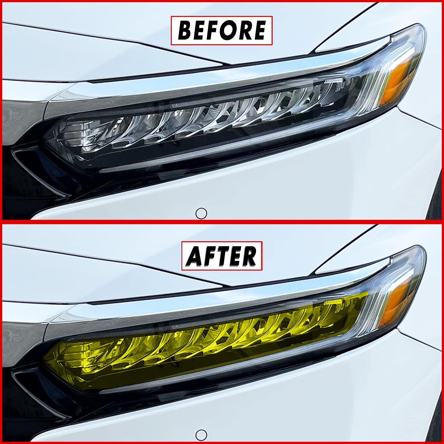 SlickMod PreCut Vinyl Yellow Tint for 2018-2022 Honda Accord Headlight (2. Headlight Cutout, Yellow)