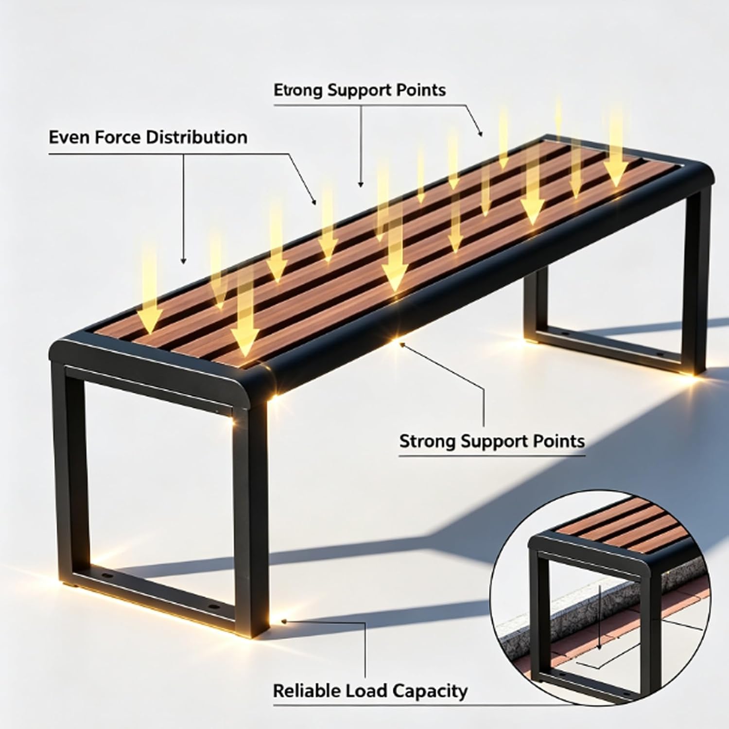 Rust Prevention For Park Benches, Outdoor Metal Bench,Modern Backless Chair