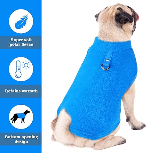 Miniatura 9 de Chaleco de vellón para perro de 4 piezas para clima frío, suéter acogedor para perro, ropa de invierno para perro, chaleco con anillo para correa