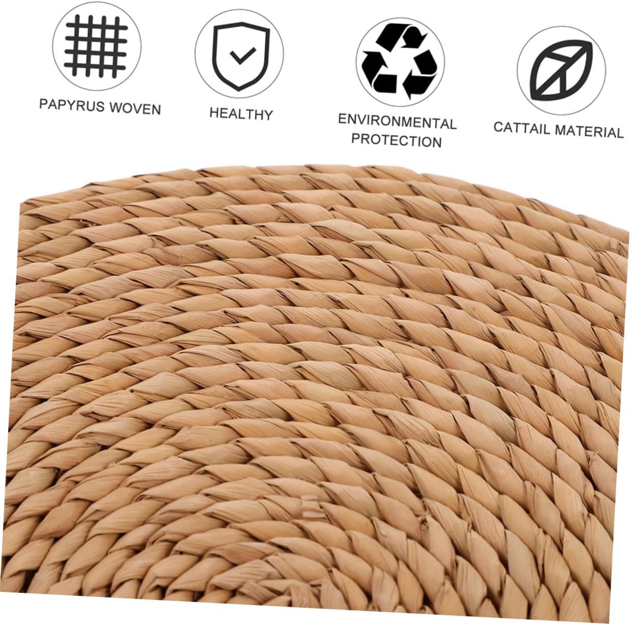 Woven Round Meditation Cushion Floor Pillow Thick Genuine Straw Pad 1.5cm Thick 40cm Diameter Indoor Seating Cushion for Yoga and Meditation