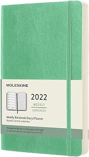 Moleskine - Agenda Semanal 2022, Agenda de 12 Meses con una Semana por Página, Tapa Blanda, Tamaño Grande de 13 x 21 cm, Color Verde Hielo, 144 Páginas