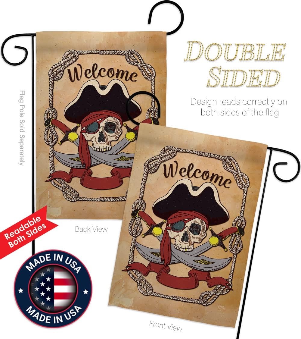 Breeze Decor G157059-BO Ahoy Pirate Coastal Impressions Decorative Vertical 13" x 18.5" Double Sided Garden Flag Printed in USA