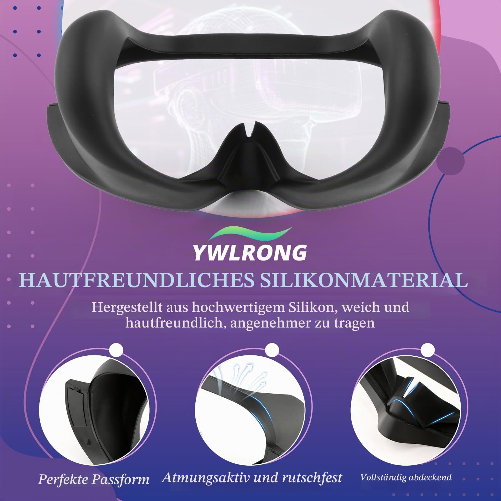Voller Lichtblocker für Quest Pro Silikon-Gesichtsschnittstelle, magnetisch befestigt, für Quest Pro VR Gesichtsabdeckung, Zubehör, Schutzkappe