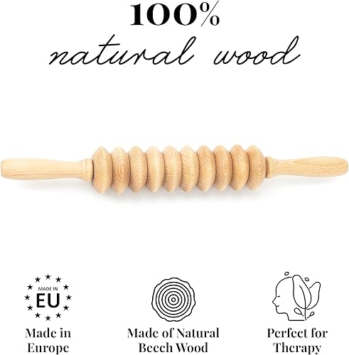 Miniatura 4 de Tuuli Accesorios - Rodillo de masaje de madera de disco, rodillo corporal multifuncional para celulitis, tensión muscular y apoyo a la salud de la