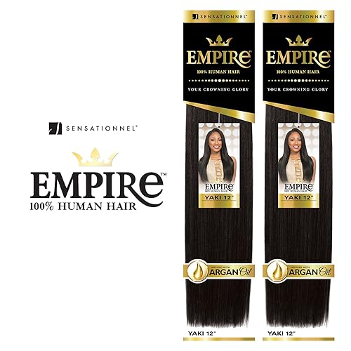Miniatura 5 de Sensationnel - Paquete de 2 unidades de tejido de cabello humano Sensationnel Empire Yaki Weaving (12 pulgadas, 1B)