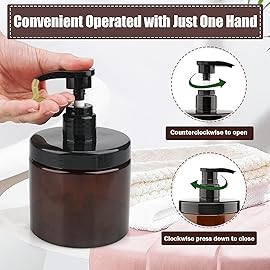 Cosywell Pump Bottle Dispenser Shampoo and Conditioner Dispenser 2 Pack 16.9oz/500ml Wide Mouth Hand Soap Dispenser Refillable Plastic Empty Liquid Container for Lotion Body Wash(Brown)