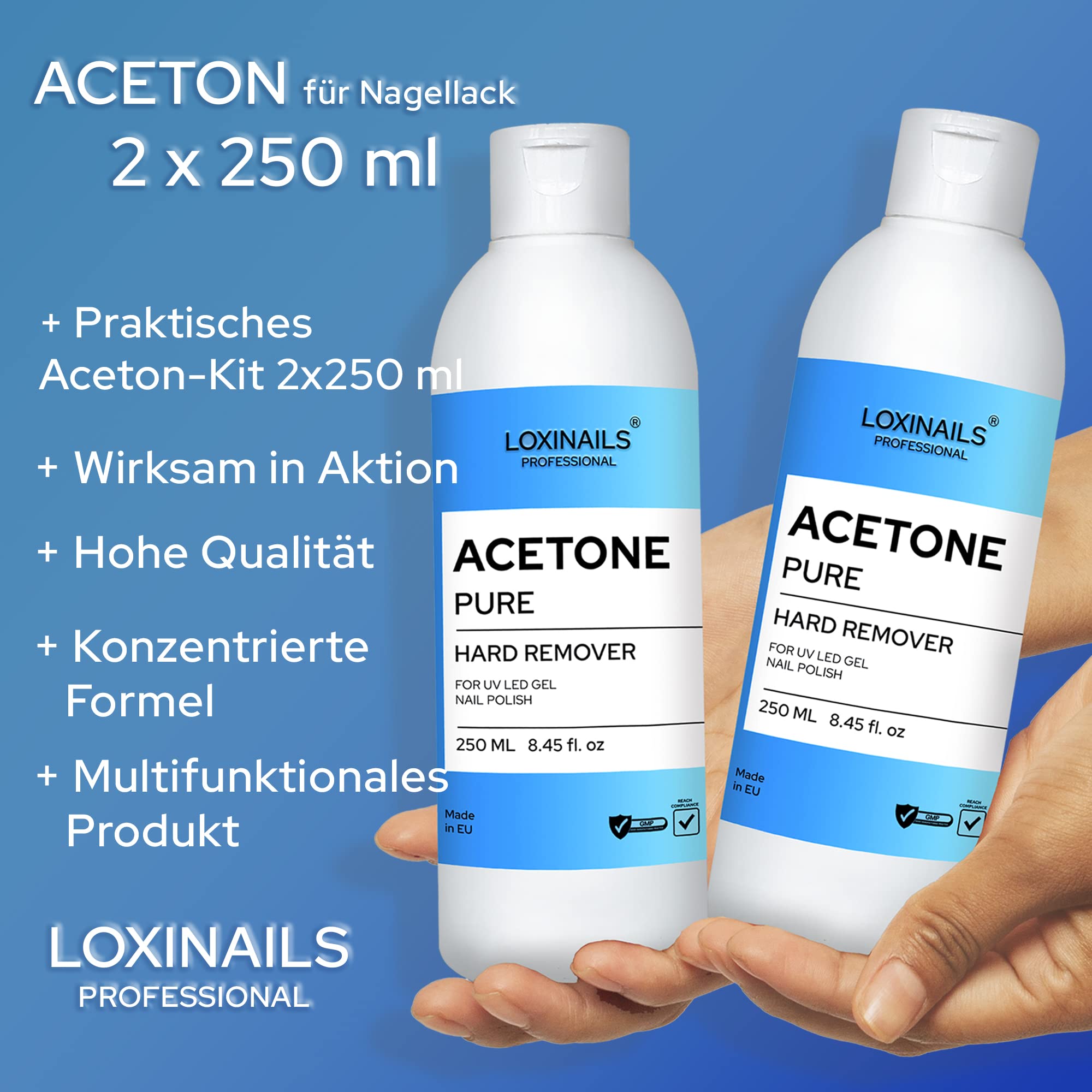 Aceton kosmetyczny Zestaw 2x250 ml - Remover do usuwania lakierów hybrydowych UV LED