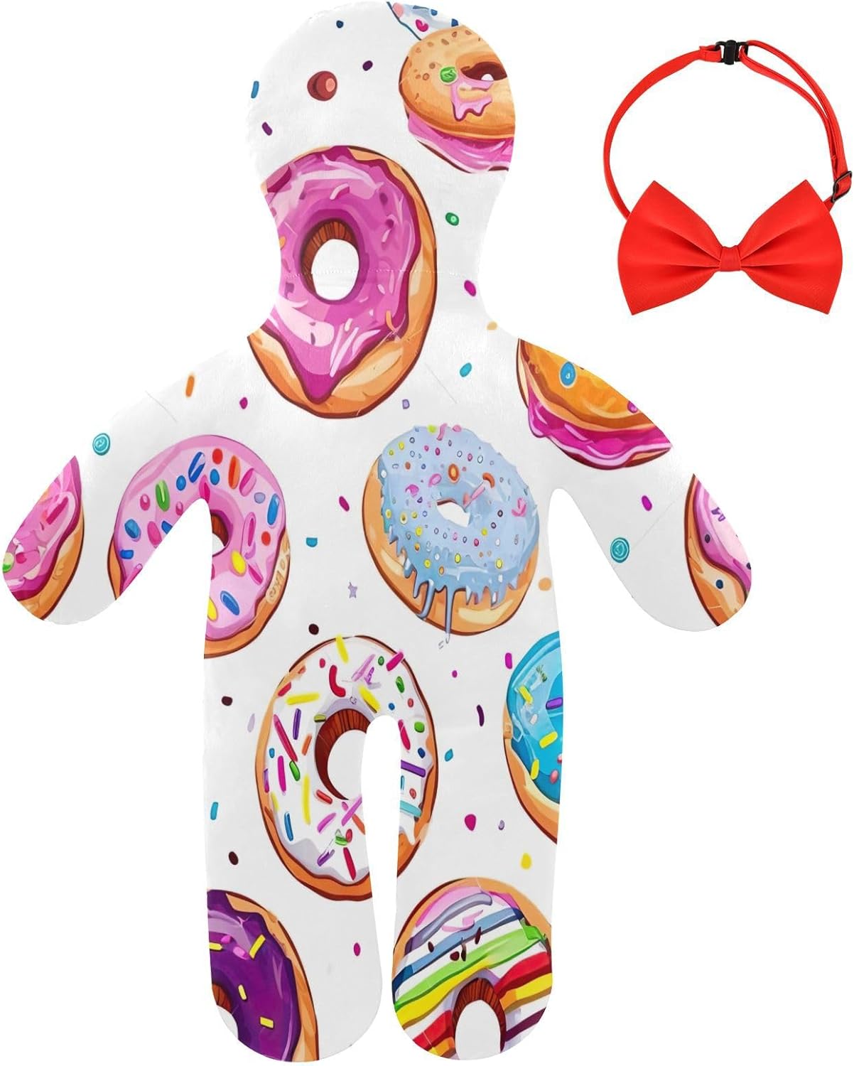 Donuts Design Human-Shaped Pillow Soft Body Pillows Washable Velvet Pillows for Anxiety Relief Sleeping Cuddling & Support