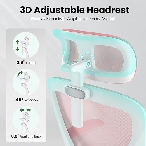 Miniatura 6 de Ergonomic Office Chair with Adjustable Lumbar Support and Headrest, High Back Desk Computer Chair with Flip-Up Armrests, Tilt Rocking Function,