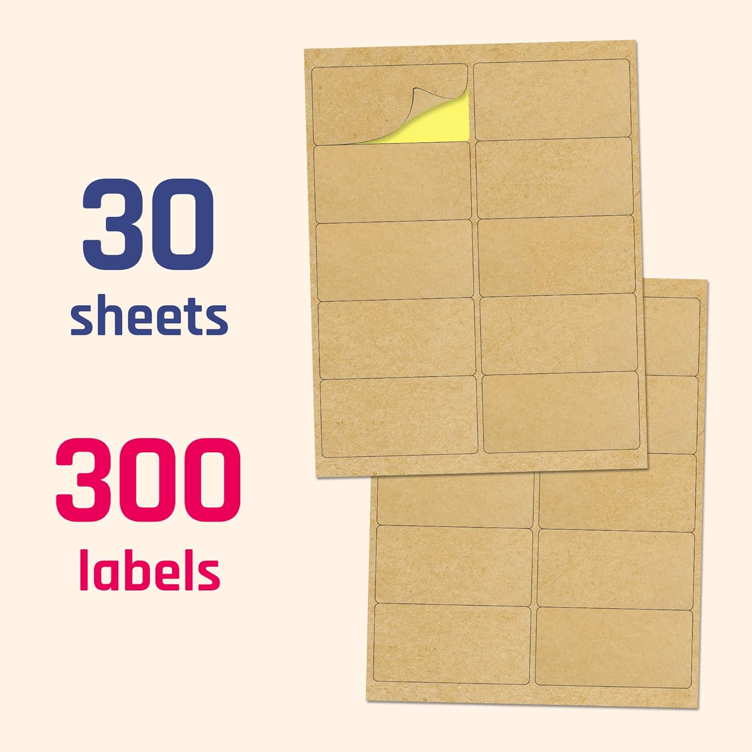 4" x 2" Kraft Labels Stickers, Letter Size with Print Templates - 30 Sheets, Pack of 300 - Image 6