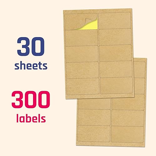 Vista 15 de 150 hojas, etiquetas adhesivas de papel kraft, impresión láser/inyección de tinta, tamaño carta (8.5 x 11)