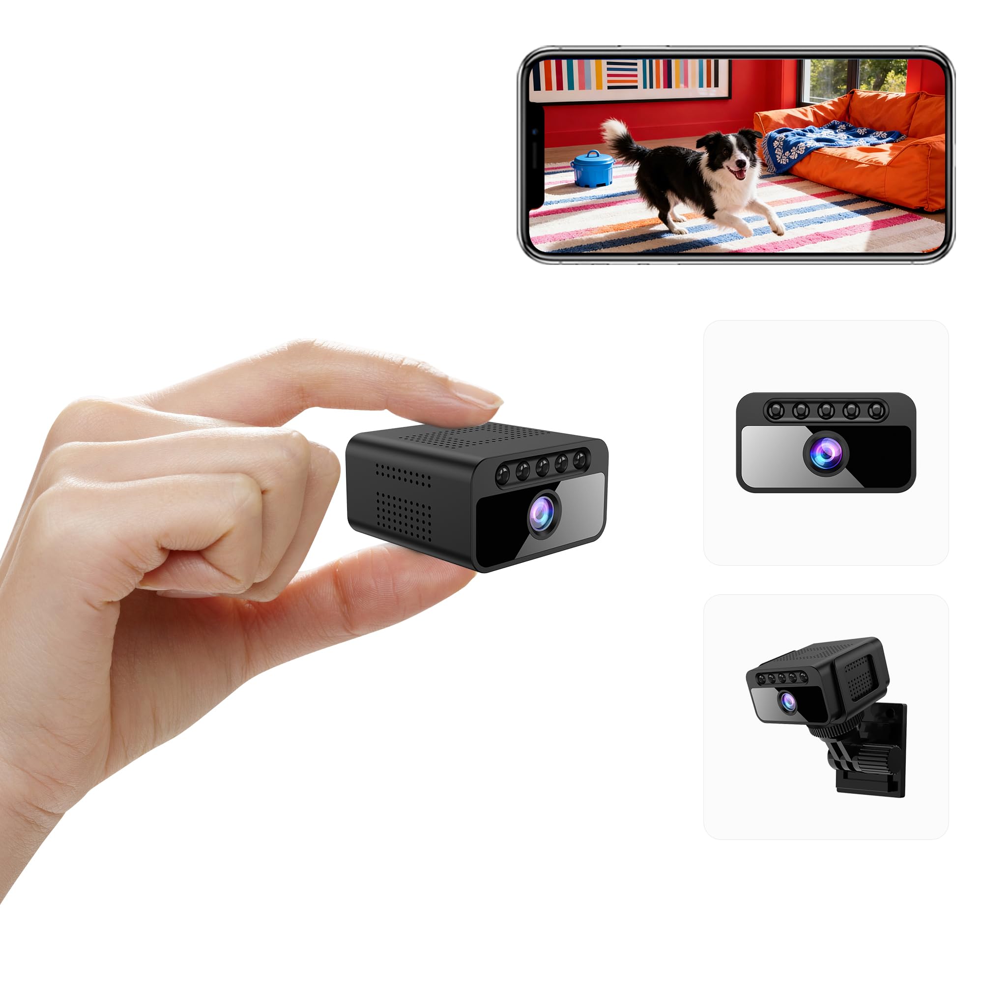 AOBOCAM Caméra Espion WiFi 4K avec Cloud Surveillance Intérieure sans Fil Vision Nocturne Grand Angle 150° Détection de Mouvement IA Mini Caméra de Sécurité