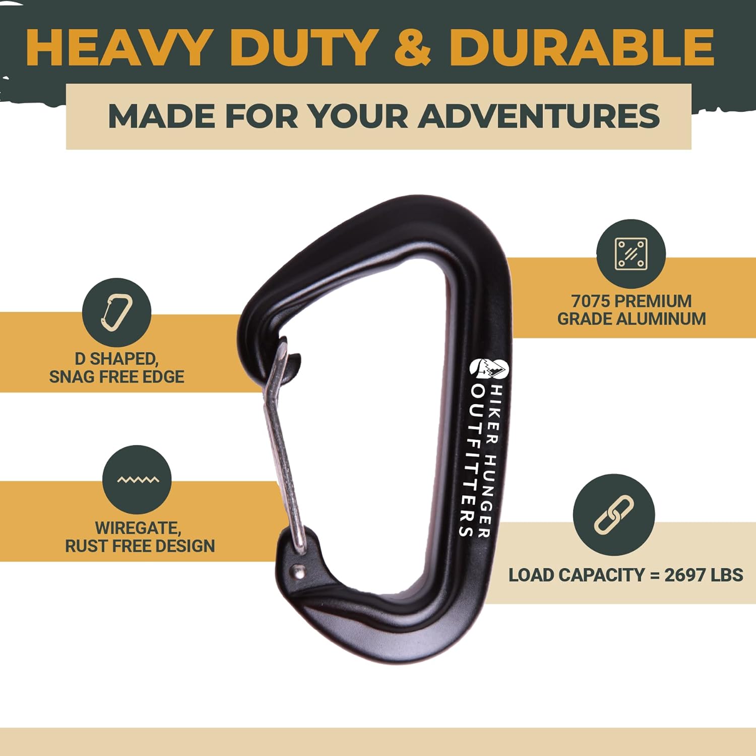 Hammock Straps & Carabiners Bundle: Tree Friendly Hammock Straps with 2 Heavy Duty Black Carabiners - Backpacking Gear, Camping Gear Must Haves, Hammock Camping Essentials : Patio, Lawn & Garden