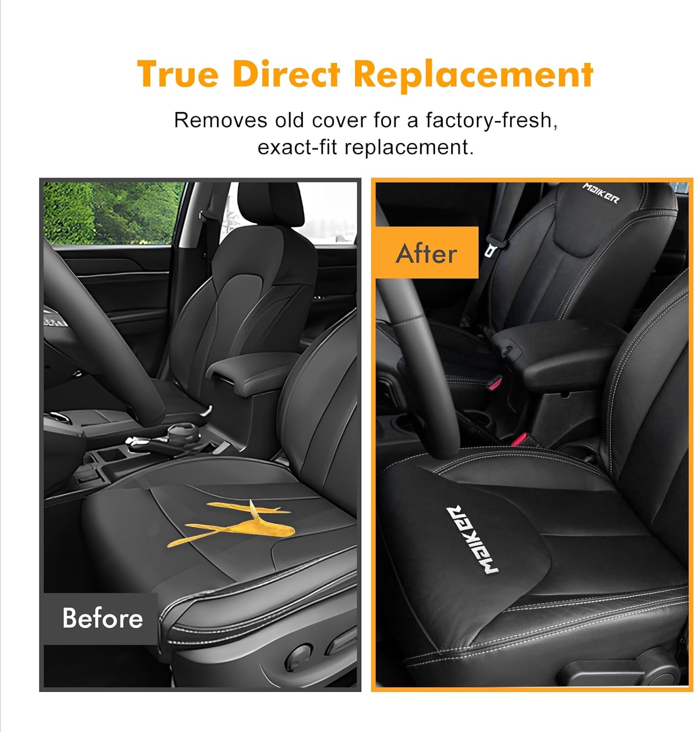 MAIKER OFF ROAD Driver Seat Bottom Replacement Cover, Black Microfiber Leather, OEM Fit, Compatible with Jeep Wrangler JK 2007-2017 Seats